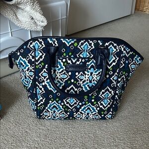 Vera Bradley Navy Floral Quilted Tote with Teal & Green Accents